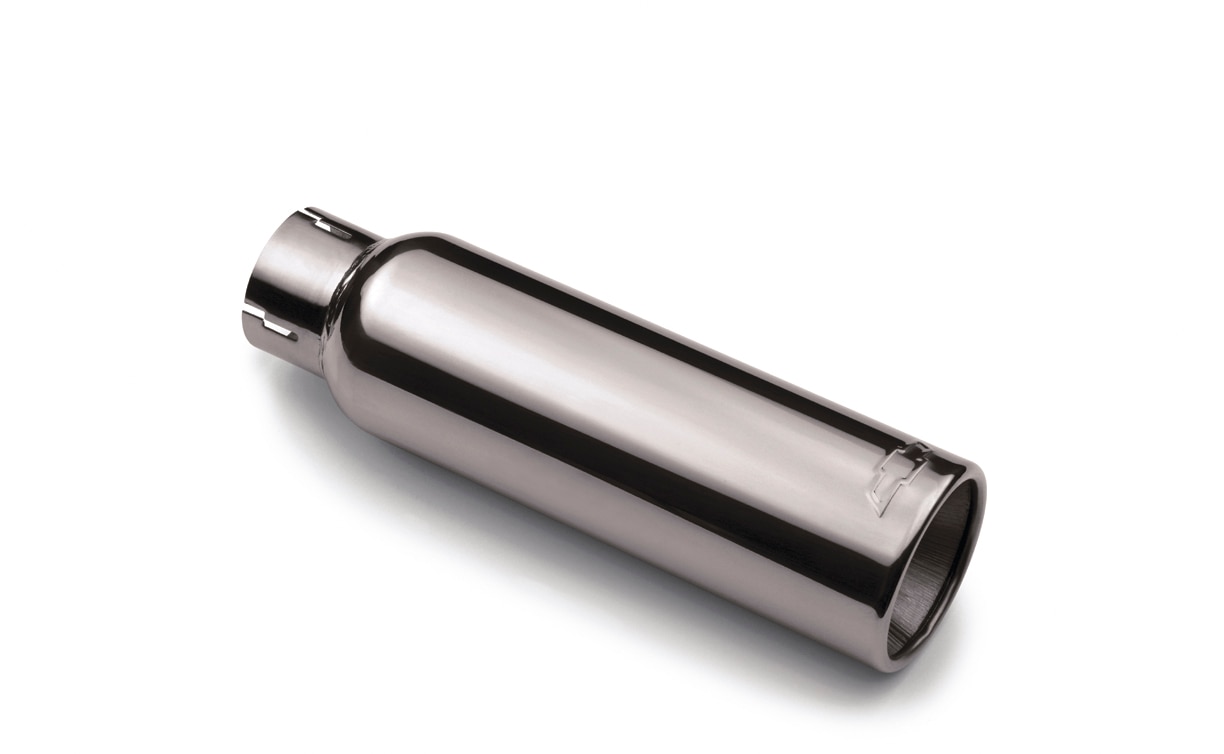 Polished Stainless Steel Straight-Cut Dual-Wall Exhaust Tip with Bowtie Logo
