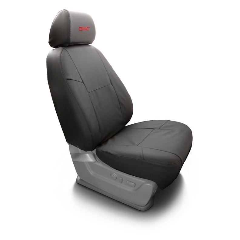 Front Bucket Seat Cover Set in Ebony with GMC Logo