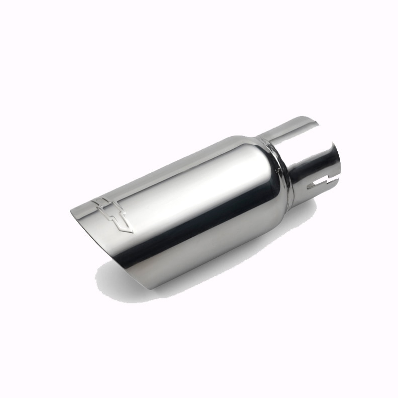 2.2L Polished Stainless Steel Angle-Cut Dual-Wall Exhaust Tip with Bowtie Logo