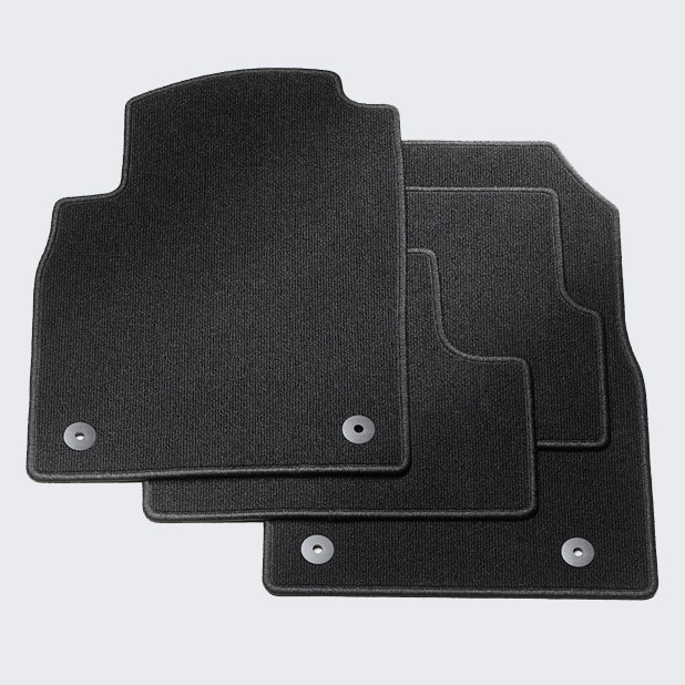 Front and Rear Carpeted Floor Mats in Jet Black