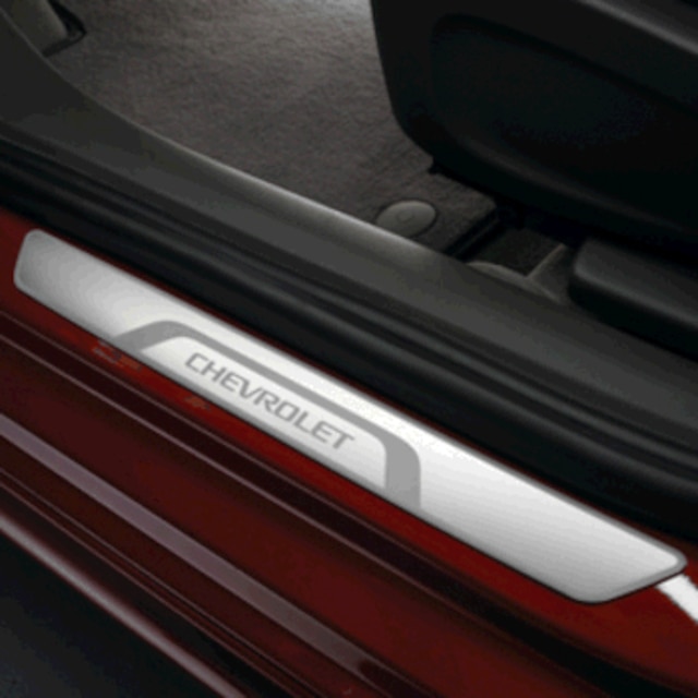 Front Door Sill Plates in Stainless Steel with Chevrolet Script