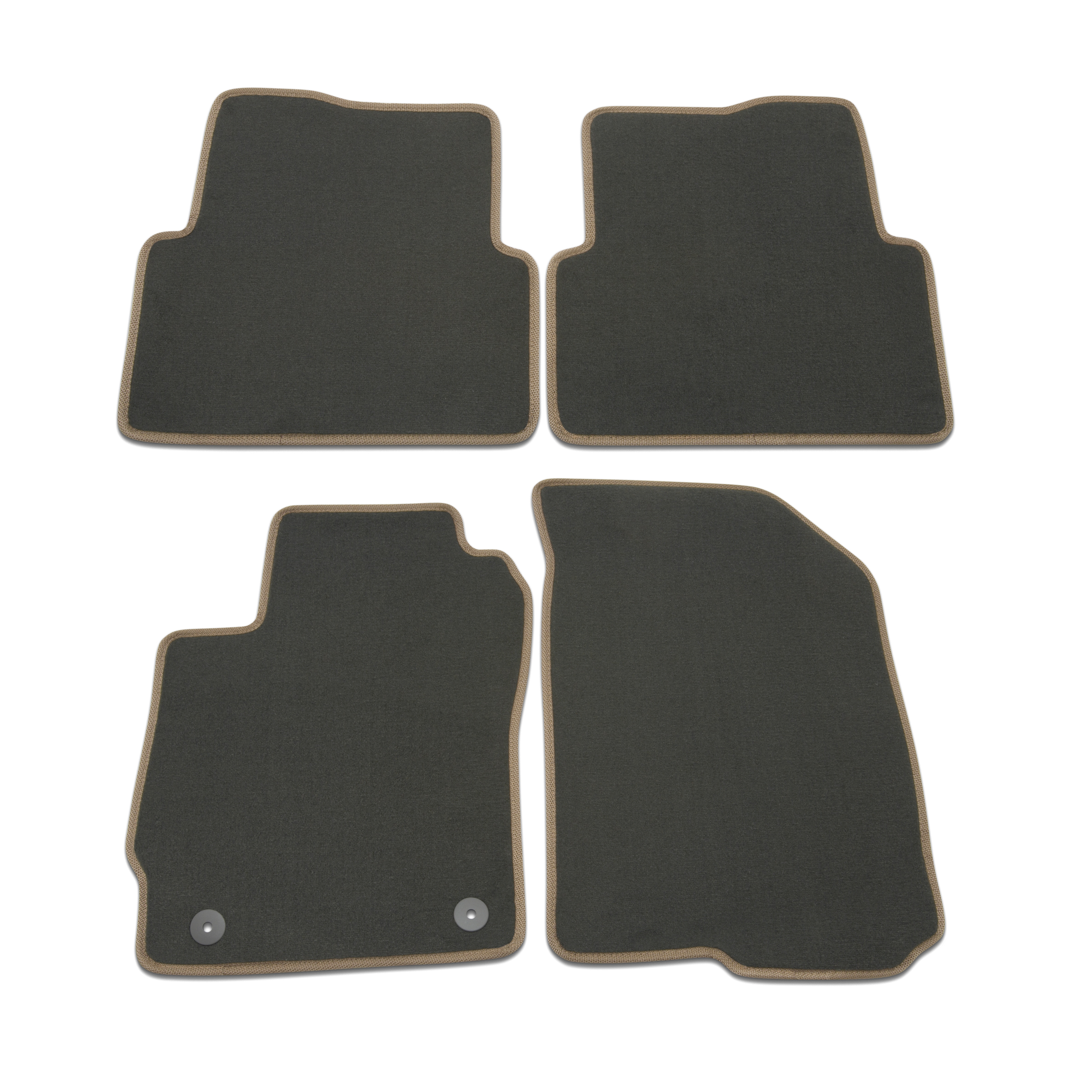 First- and Second-Row Premium Carpeted Floor Mats in Jet Black with Dark Titanium Binding