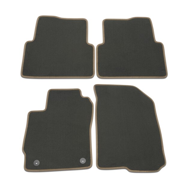 First- and Second-Row Premium Carpeted Floor Mats in Jet Black with Dark Titanium Binding