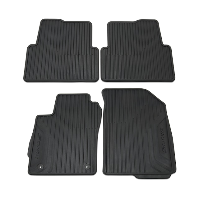 First- and Second-Row Premium All-Weather Floor Mats in Jet Black with Sonic Script