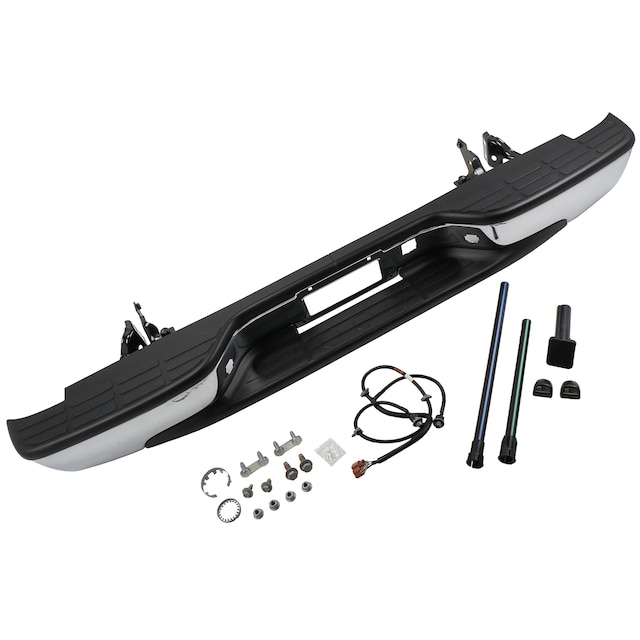 GM Genuine Parts Chrome Rear Bumper Kit with Step Pads, Lamps, Harness, Brackets and Hardware