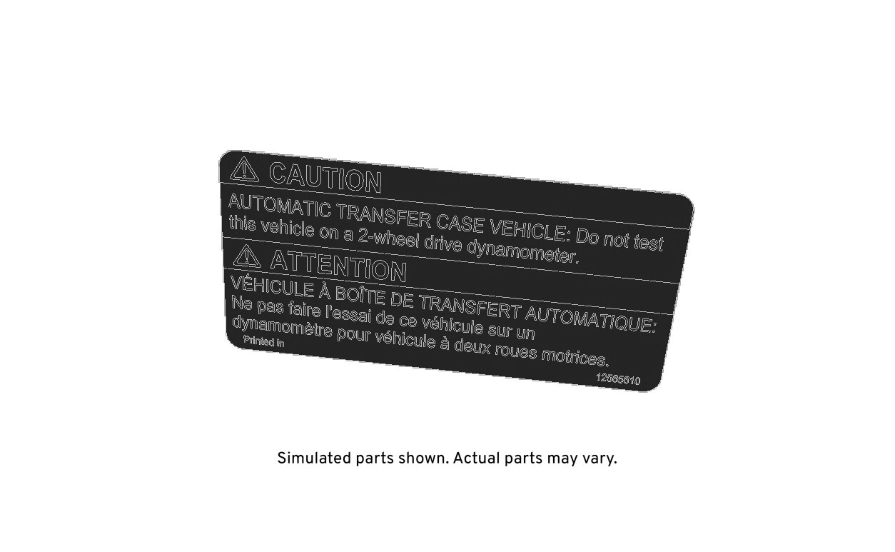 GM Genuine Parts Transfer Case Caution Label