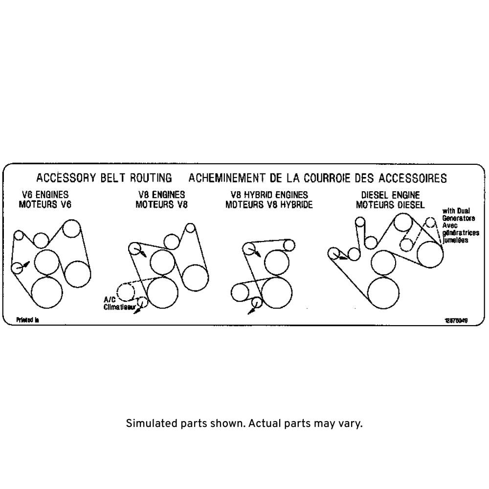GM Genuine Parts Accessory Belt Routing Label 12575049 GM Parts
