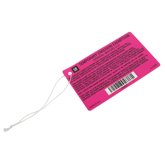 GM Genuine Parts Temperature Emission Exemption Label