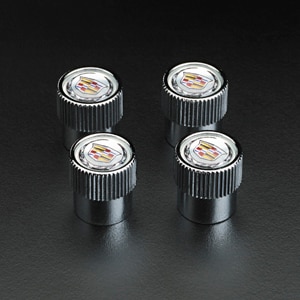Tire Valve Stem Caps in Silver with Crest and Wreath Logo