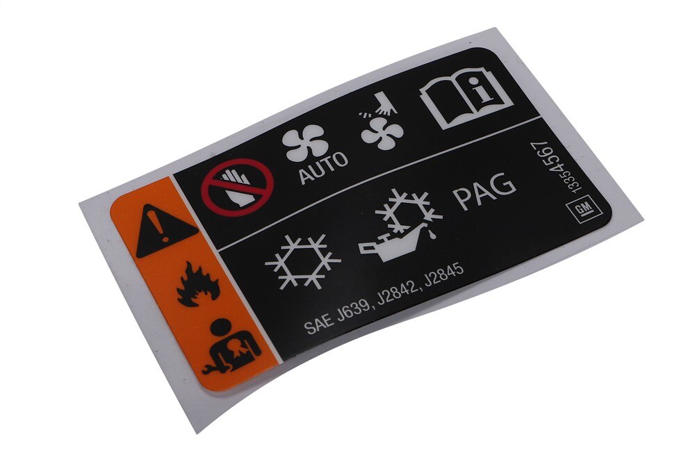 GM Genuine Parts Air Conditioning Refrigerant and Fan Blade Warning Label
