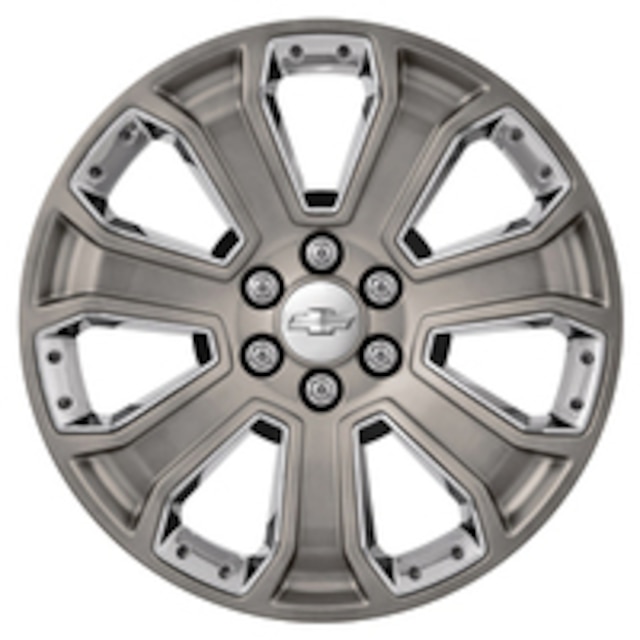22x9-Inch Aluminum 7-Spoke Wheel in Silver with Chrome Inserts