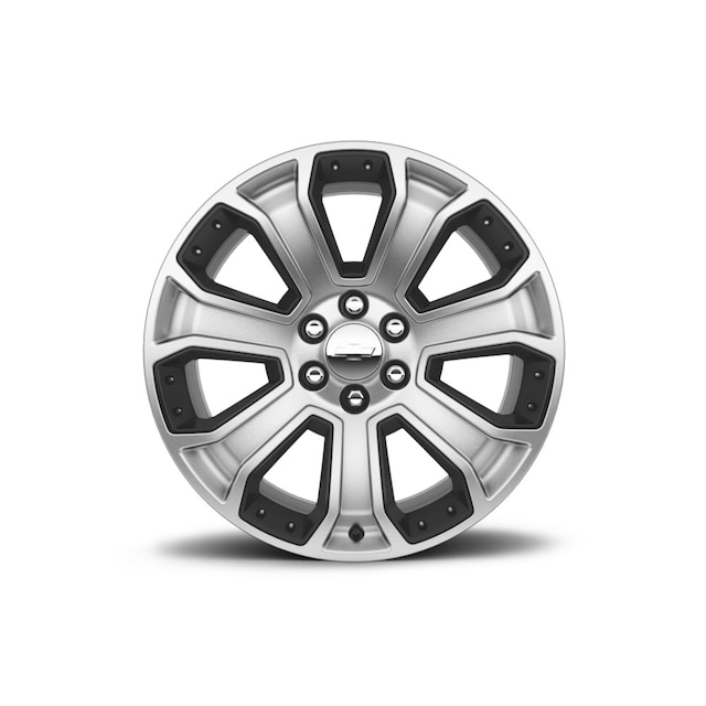 22x9-Inch Aluminum 7-Spoke Wheel in Midnight Silver with Black Inserts