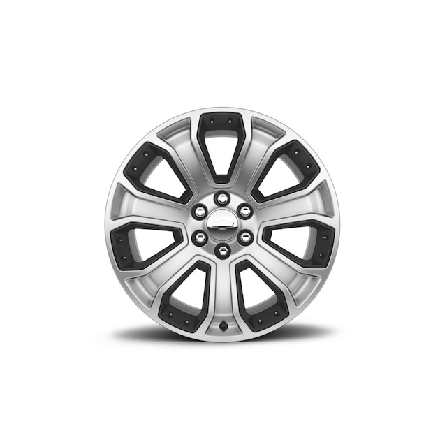 22x9-Inch Aluminum 7-Spoke Wheel in Midnight Silver with Black Inserts
