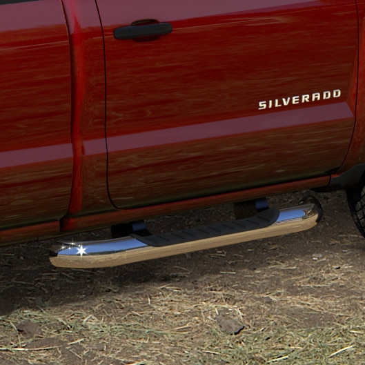 Regular Cab with Diesel Engine 4-Inch Round Assist Steps in Chrome