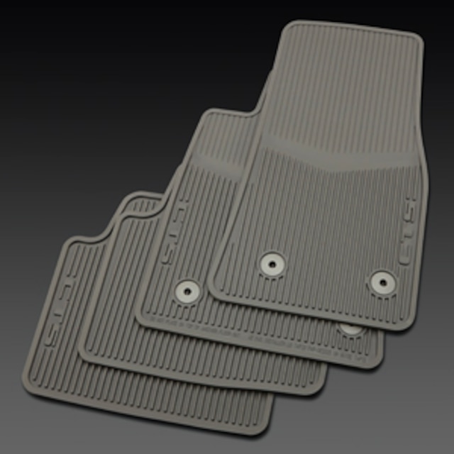 First- and Second-Row Premium All-Weather Floor Mats in Light Platinum with CTS Script