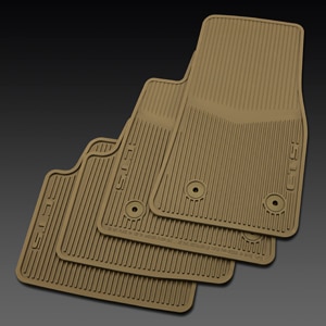 First- and Second-Row Premium All-Weather Floor Mats in Very Light Cashmere with CTS Script