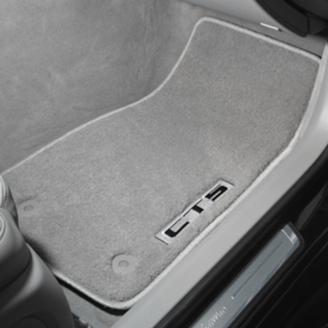 First- and Second-Row Premium Carpeted Floor Mats in Titanium with CTS Script