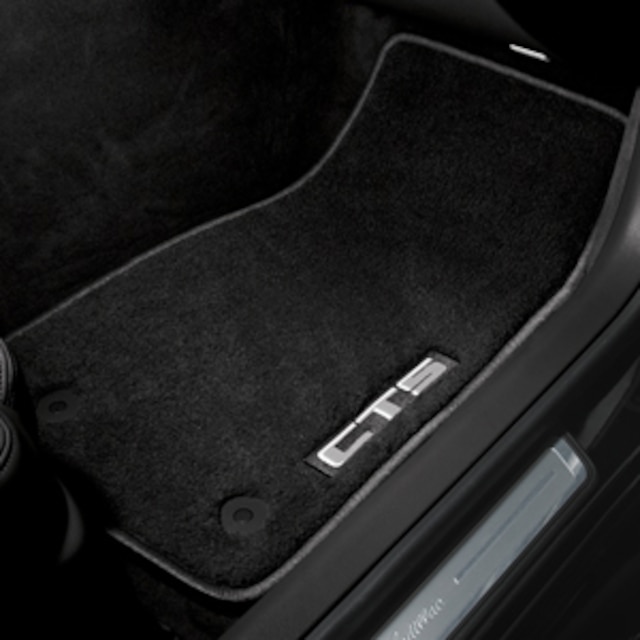 First- and Second-Row Premium Carpeted Floor Mats in Jet Black with CTS Script