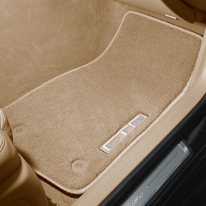 First- and Second-Row Premium Carpeted Floor Mats in Cashmere with CTS Script