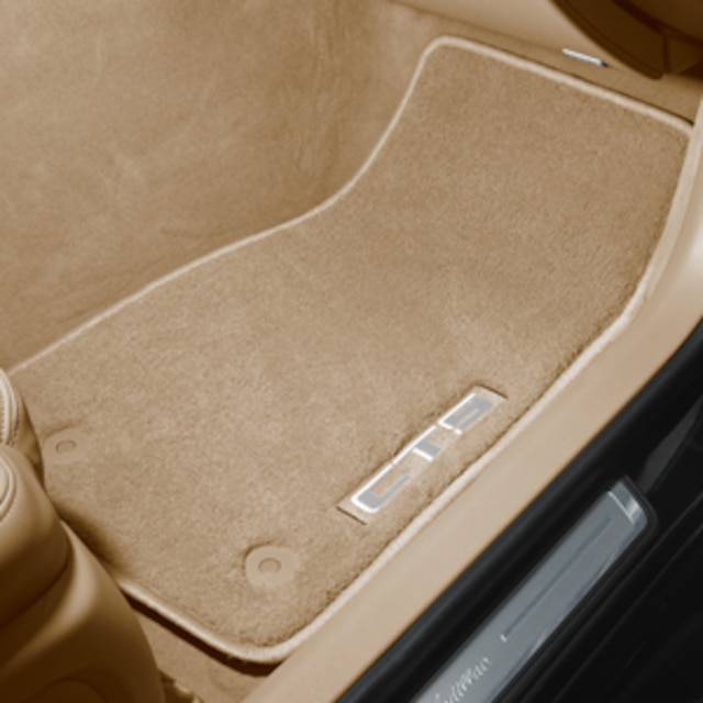First- and Second-Row Premium Carpeted Floor Mats in Cashmere with CTS Script
