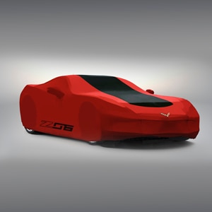 Premium All-Weather Outdoor Car Cover in Red and Black with Z06 Logo