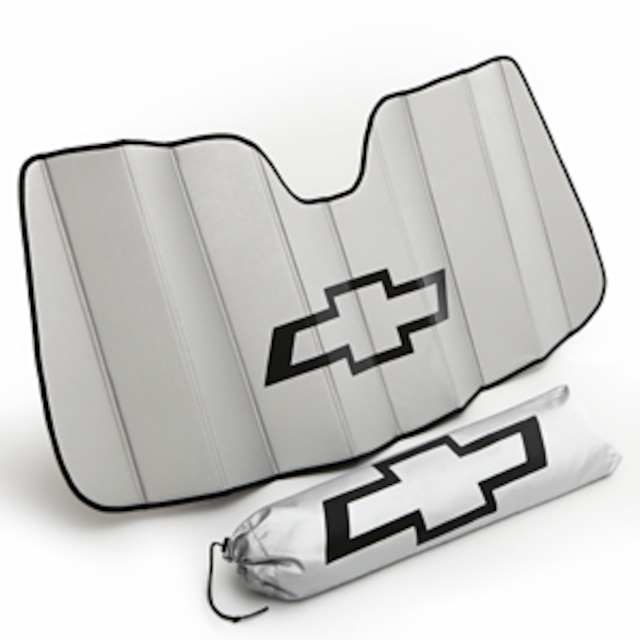 Front Sunshade Package in Silver with Black Bowtie Logo