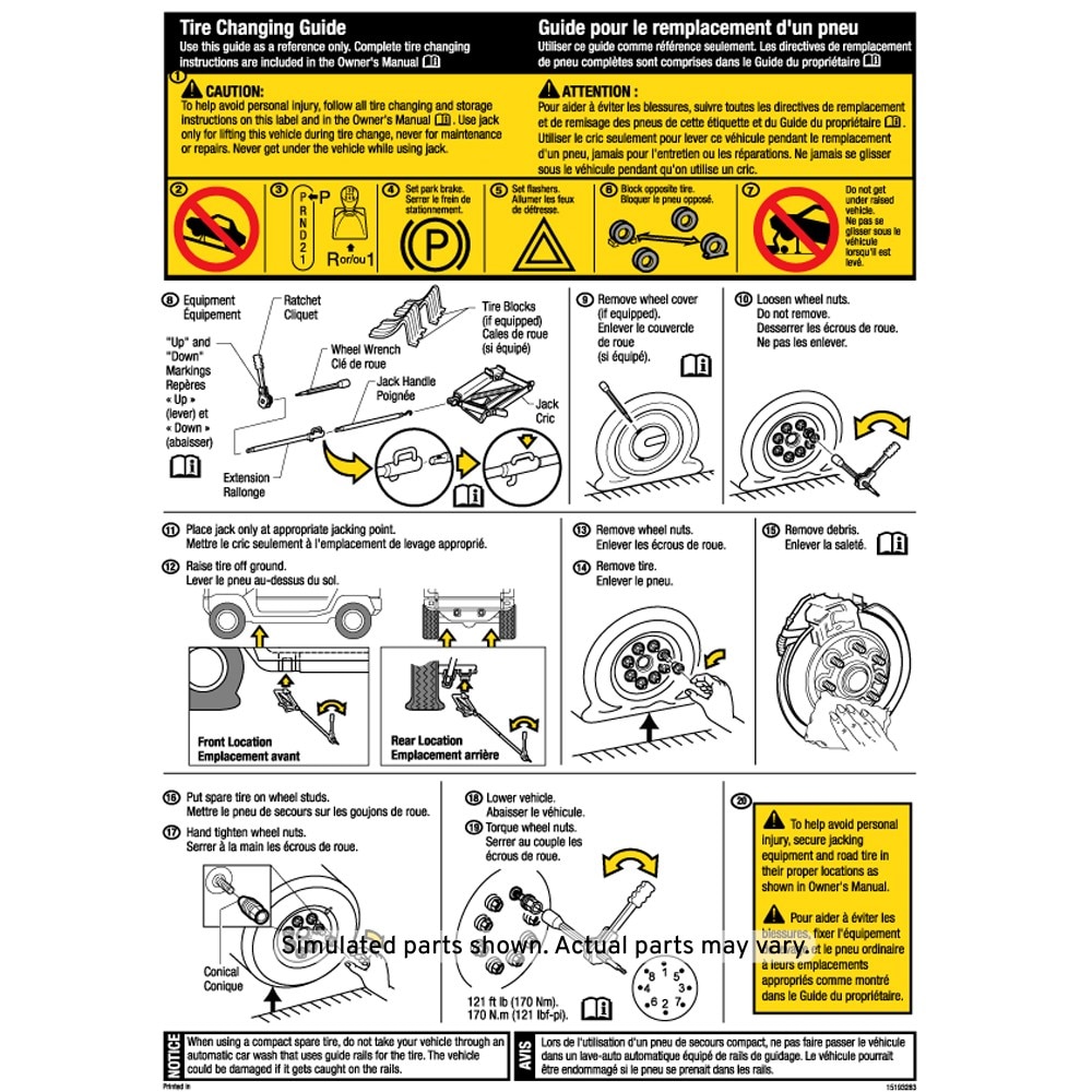 GM Genuine Parts Jack Usage Label