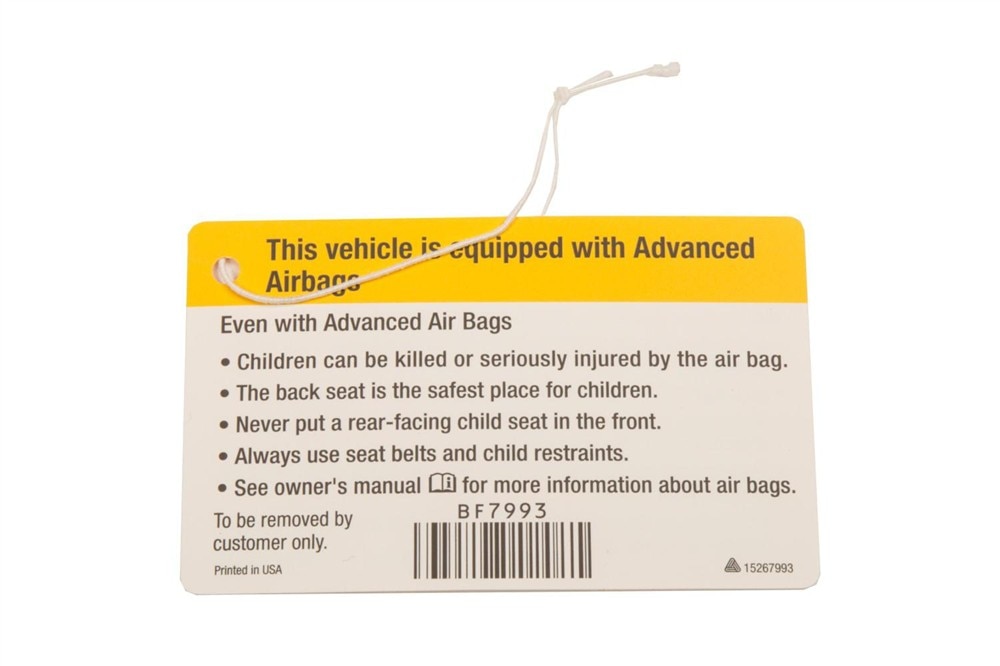 GM Genuine Parts Instrument Panel Airbag Warning Tag