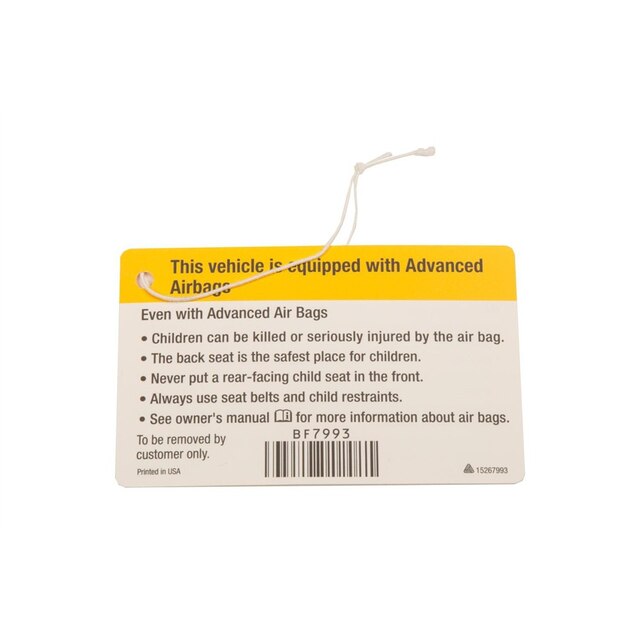 GM Genuine Parts Instrument Panel Airbag Warning Tag