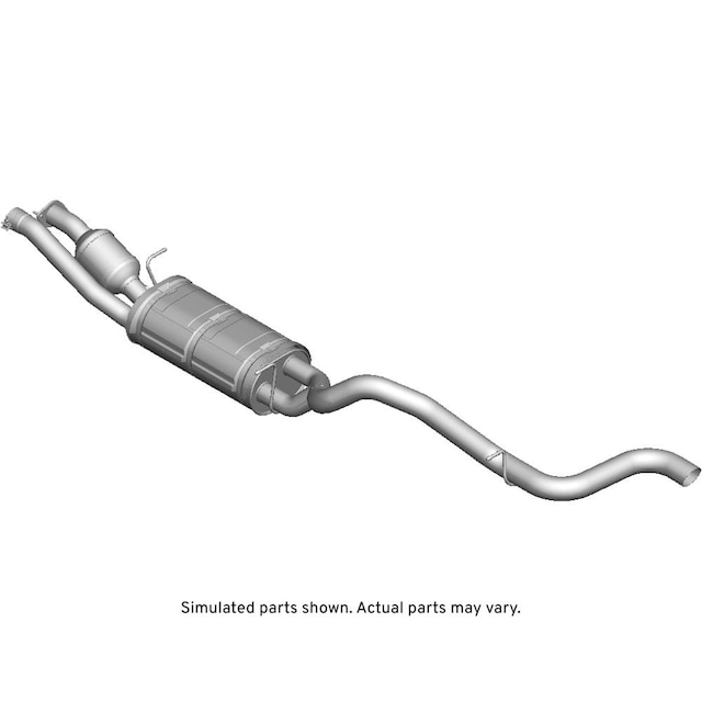 GM Genuine Parts Exhaust Muffler Assembly with 3-Way Catalytic Converter, Pipes, Flanges, Bushing, Hangers, Clamp, and Label