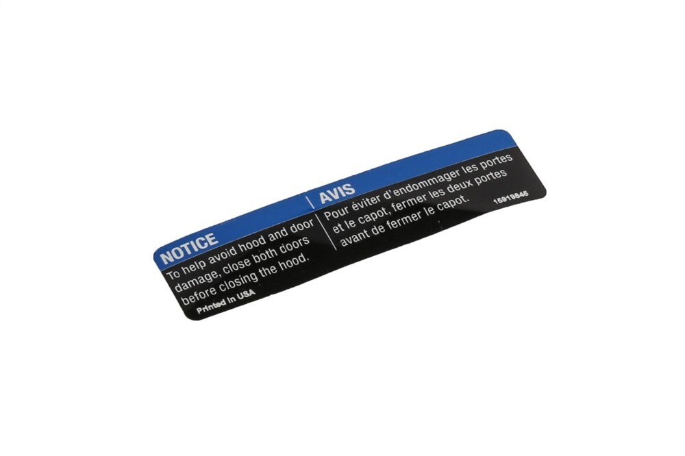 GM Genuine Parts Hood Prop Release Caution Label