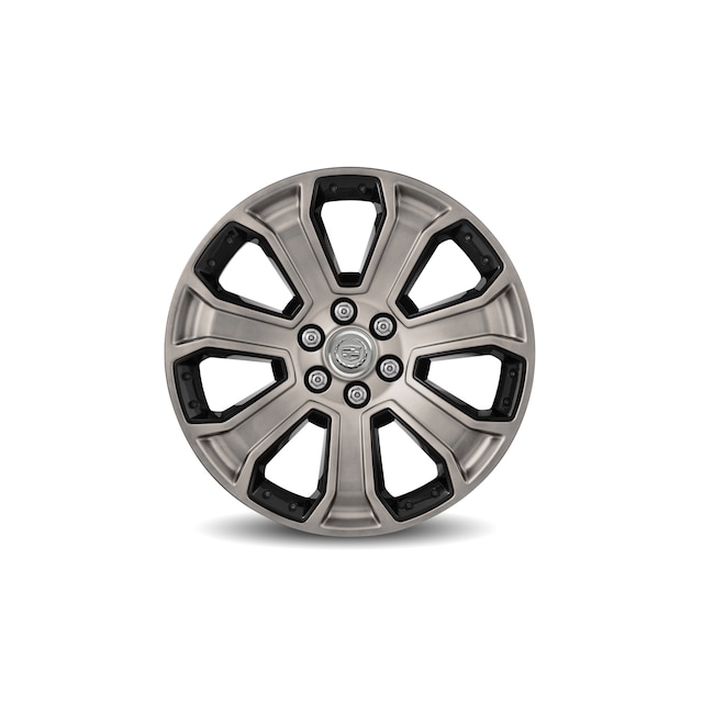 22x9-Inch Aluminum 7-Spoke Wheel in Midnight Silver with Black Inserts