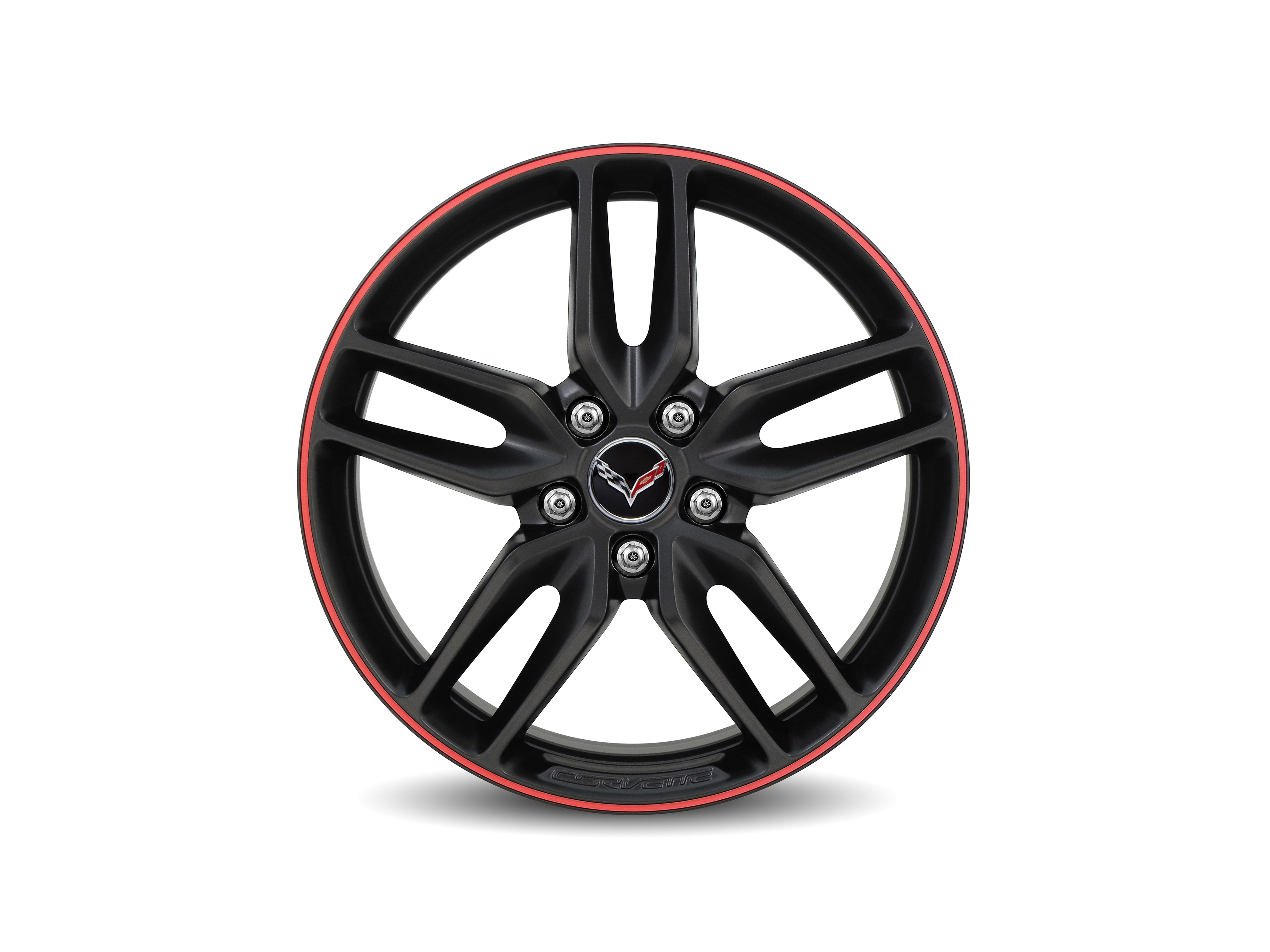 19x8.5-Inch Aluminum 5-Split-Spoke Front Wheel in Black with Red Stripe