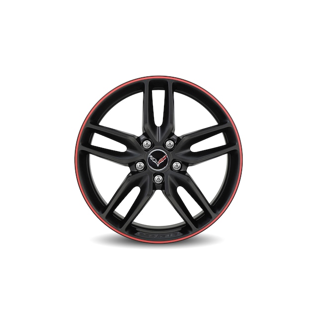 19x8.5-Inch Aluminum 5-Split-Spoke Front Wheel in Black with Red Stripe
