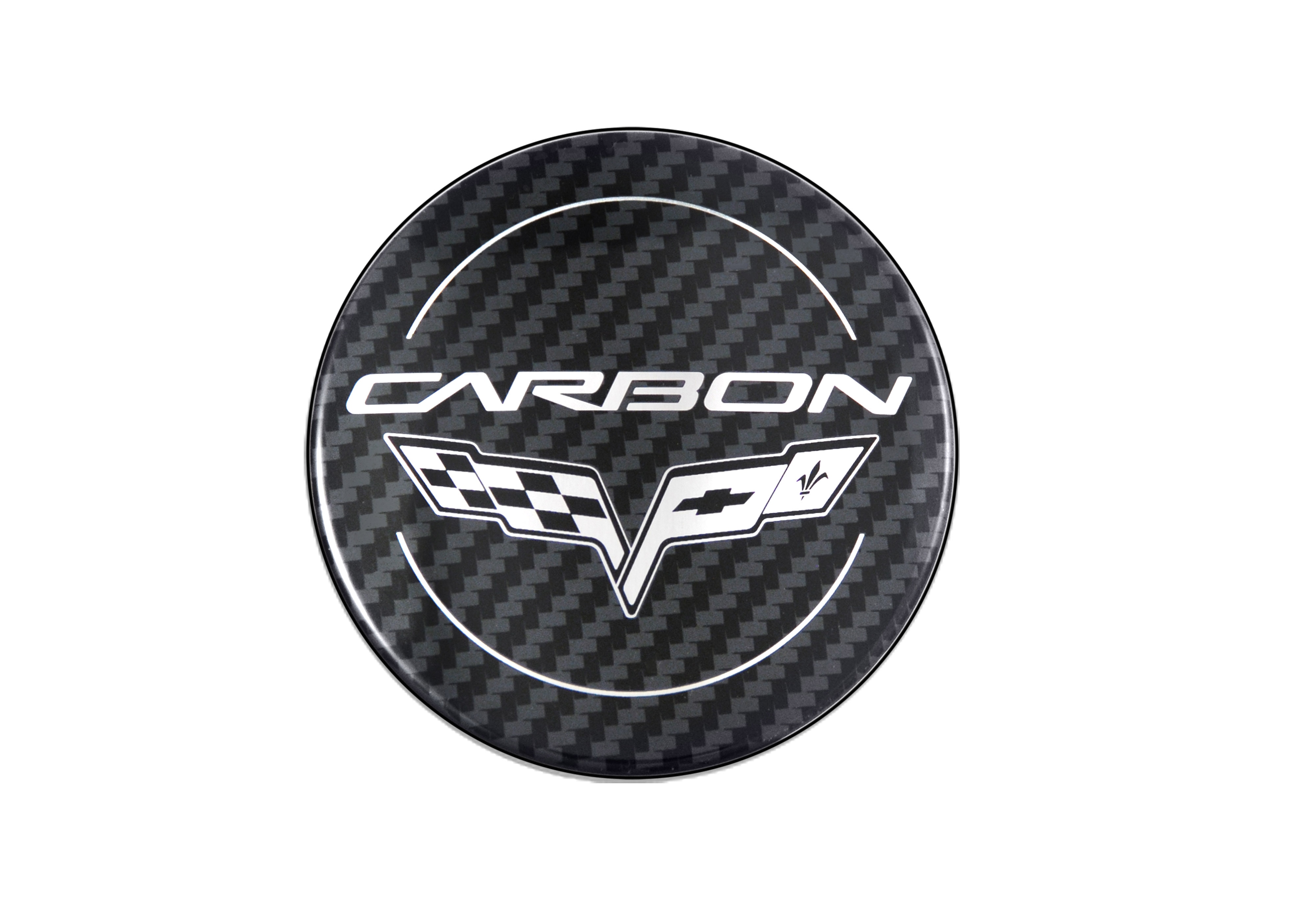 Center Cap in Carbon Fiber with Carbon Crossed Flags Logo
