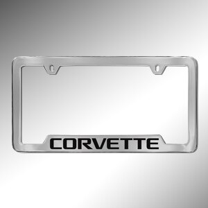 License Plate Frame by Baron & Baron® in Chrome with Corvette Script - Associated Accessories