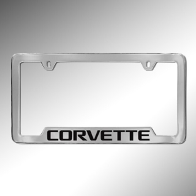 License Plate Frame by Baron & Baron® in Chrome with Corvette Script - Associated Accessories