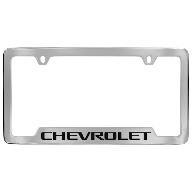 License Plate Frame by Baron & Baron® in Chrome with Black Chevrolet Script - Associated Accessories