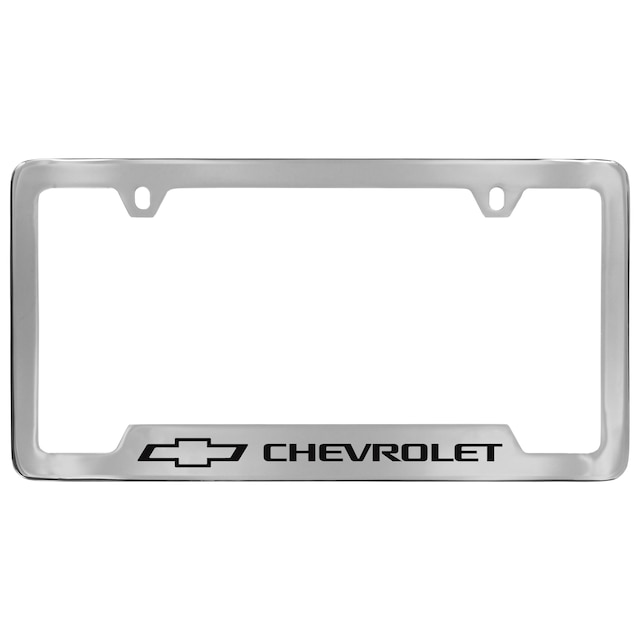 License Plate Frame by Baron & Baron® in Chrome with Black Bowtie Logo and Chevrolet Script - Associated Accessories