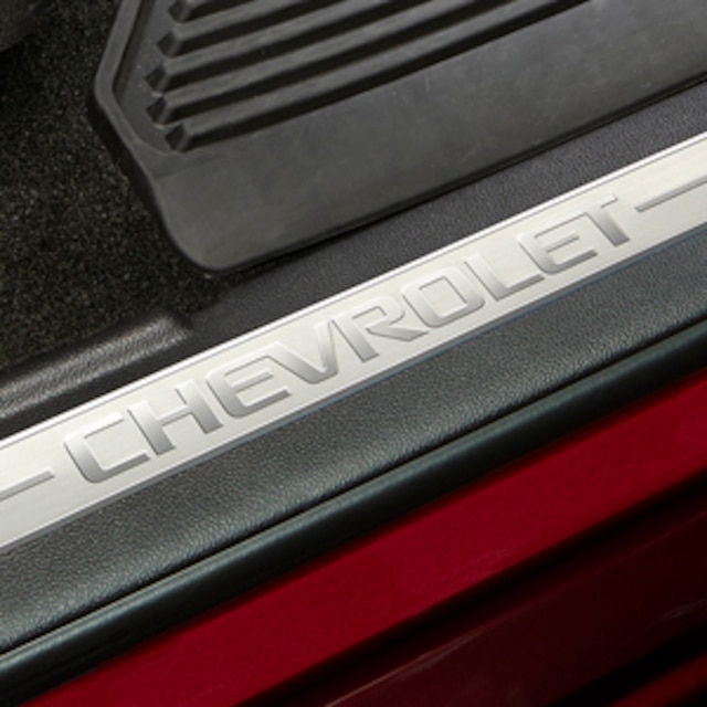 Front Door Sill Plates with Jet Black Surround and Chevrolet Script
