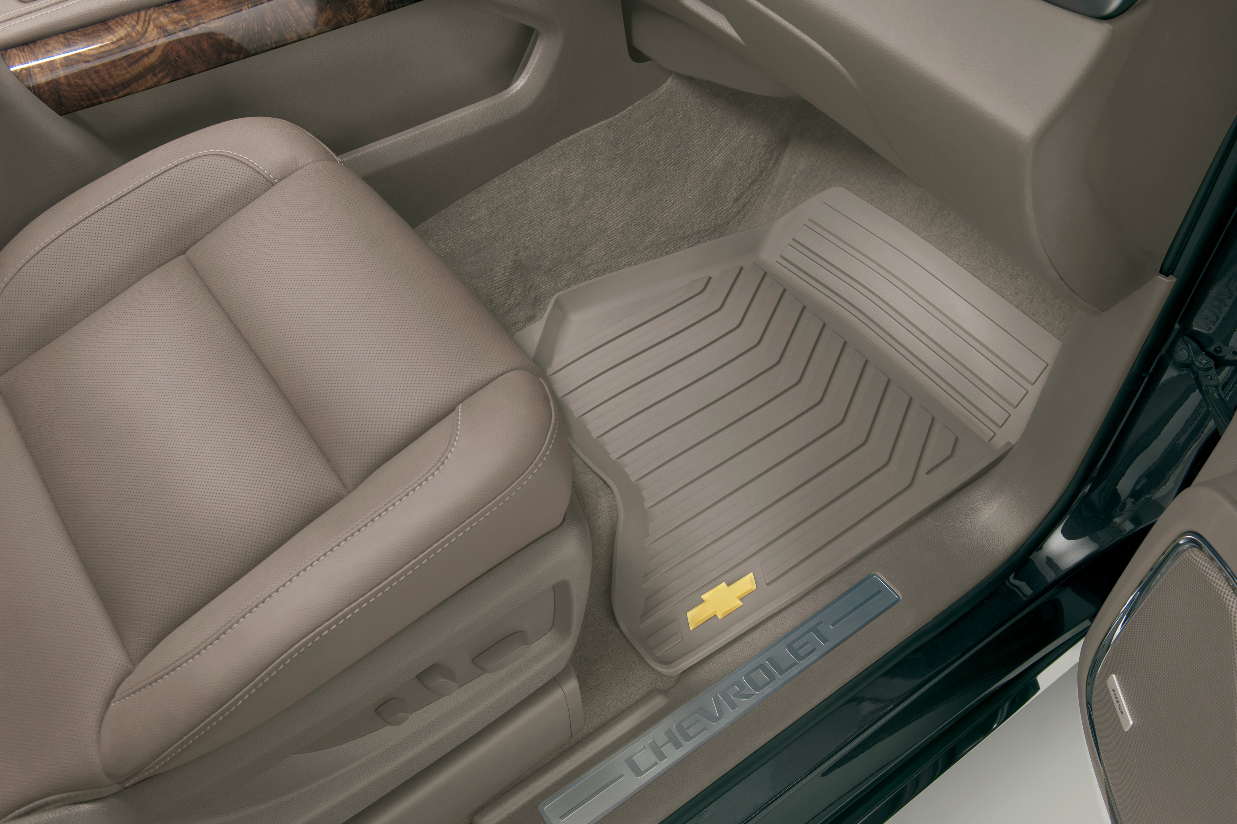 First-Row Premium All-Weather Floor Mats in Dune with Bowtie Logo
