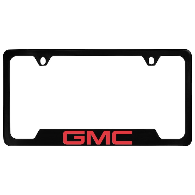 License Plate Frame by Baron & Baron® in Black with Red GMC Logo - Associated Accessories