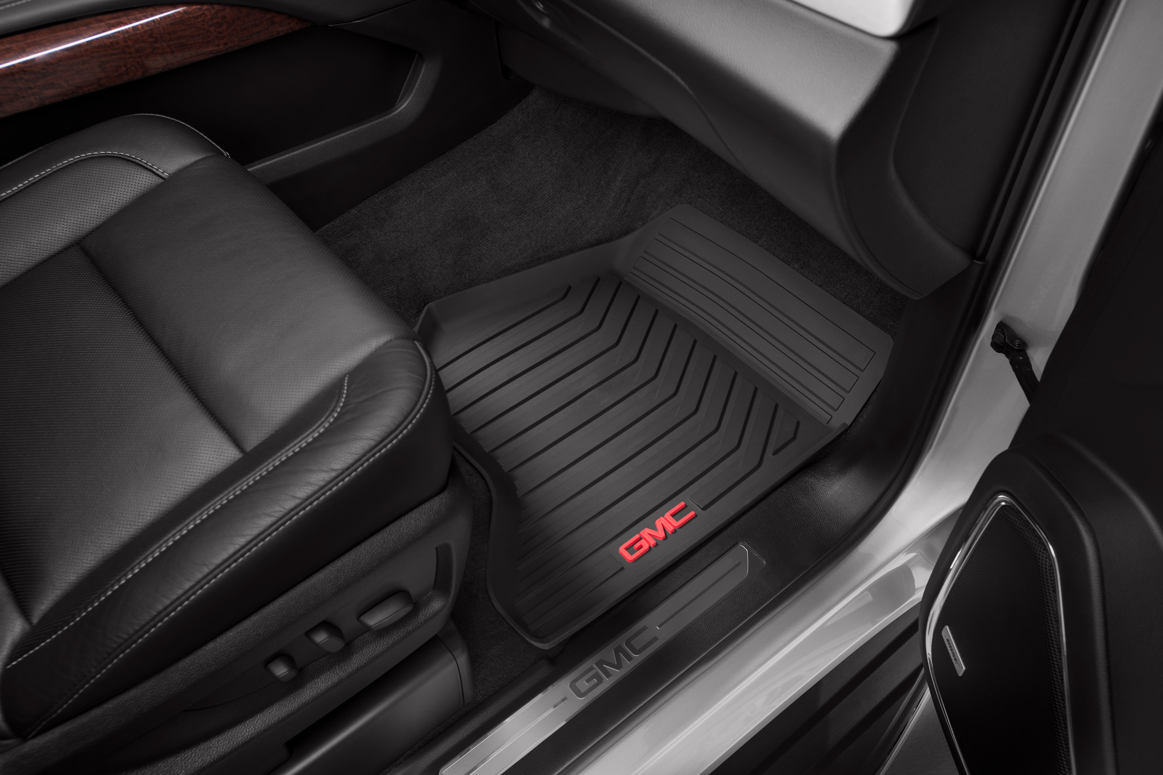 First-Row Premium All-Weather Floor Mats in Jet Black with GMC Logo