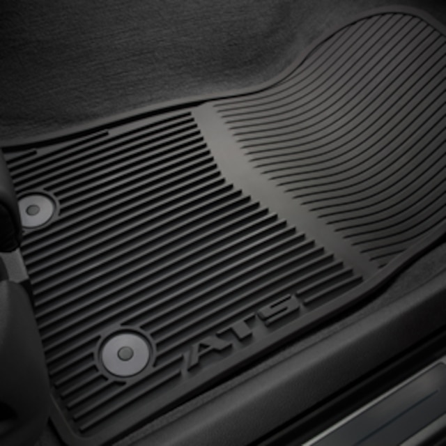 First- and Second-Row Premium All-Weather Floor Mats in Jet Black with ATS Script