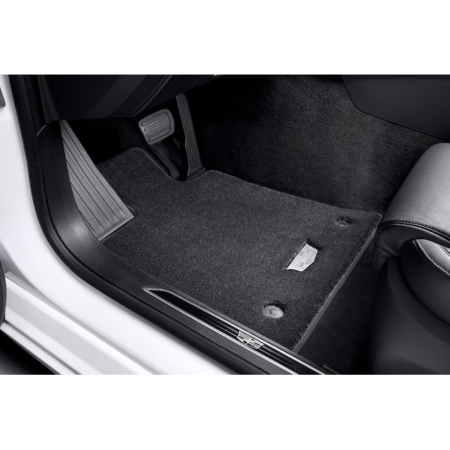 First- and Second-Row Premium Carpeted Floor Mats in Jet Black with Cadillac Logo