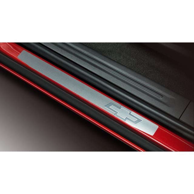 Front and Rear Door Sill Plates in Stainless Steel with Bowtie Logo