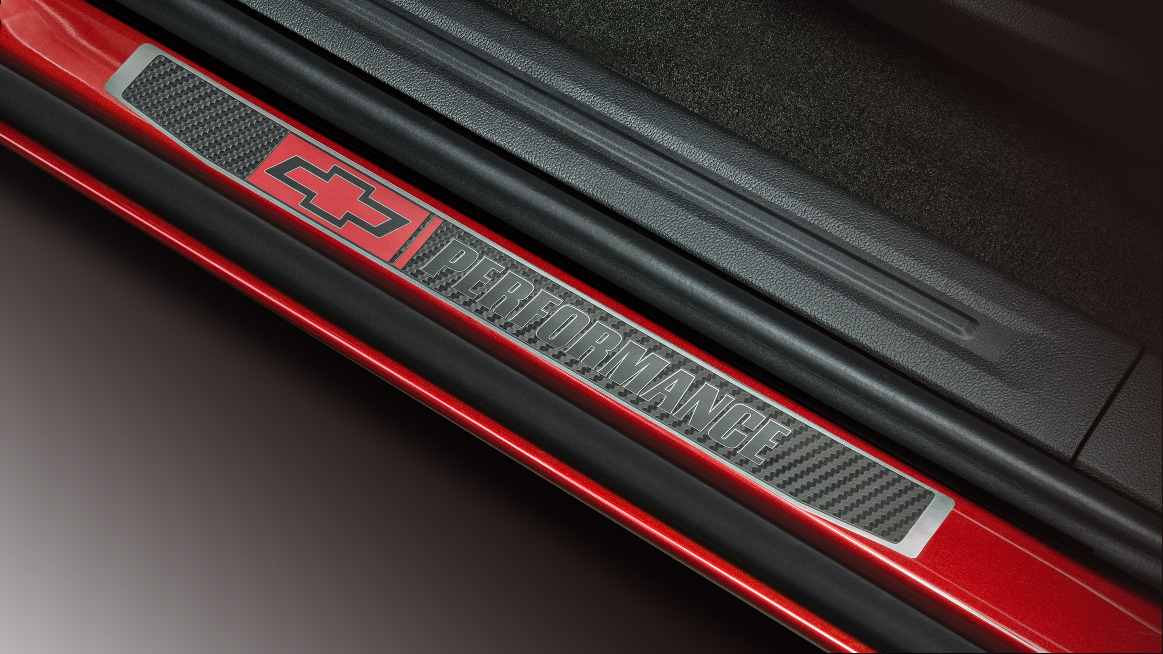 Front and Rear Door Sill Plates in Stainless Steel with Chevrolet Performance Logo and Carbon Fiber Appearance