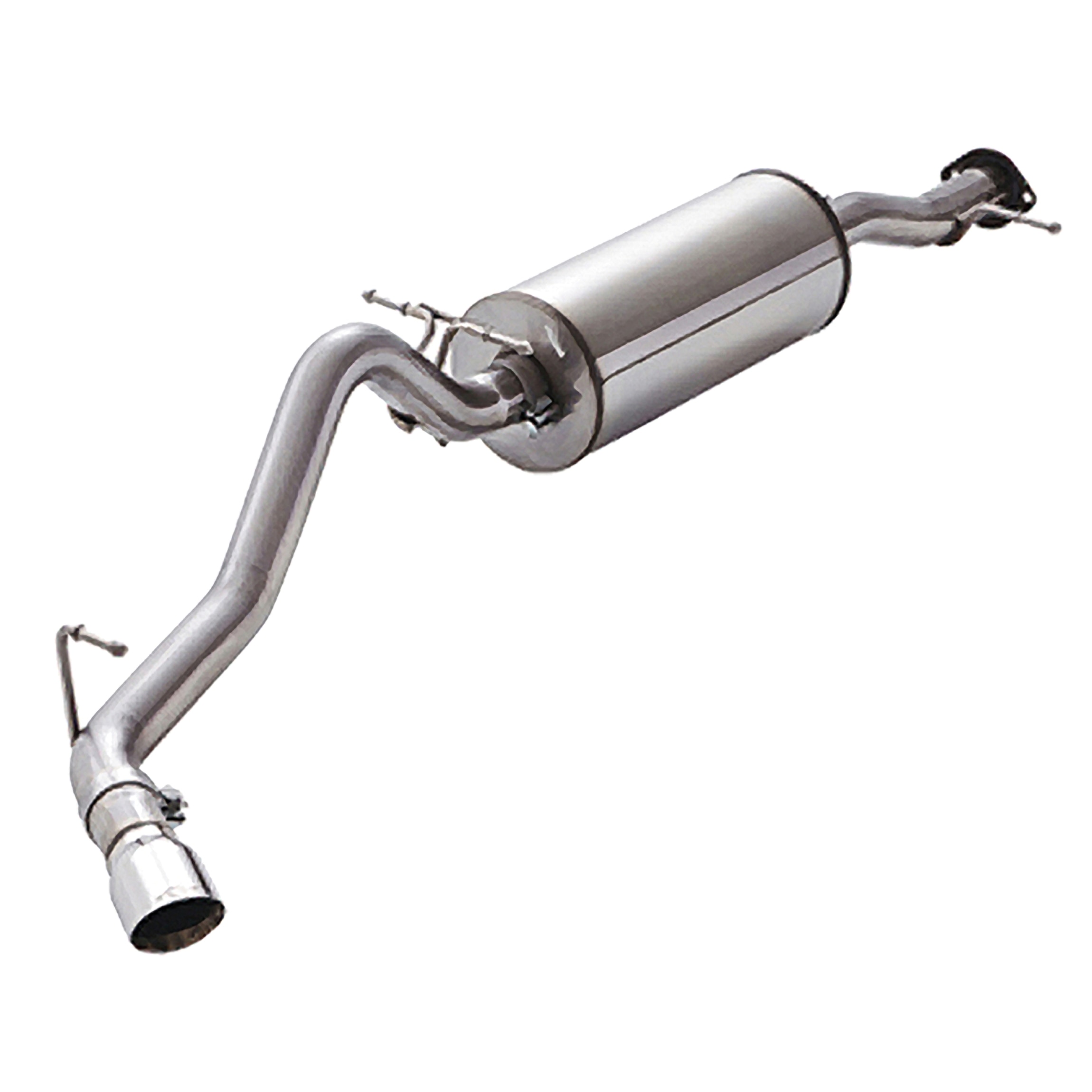 Exhaust System with Front Pipe, Tail Pipe, Muffler, Decorative Tail Pipe Tip, and Clamps