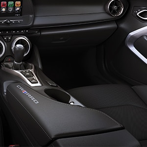 Chevrolet Arm Rest in Jet Black with Embroidered Camaro