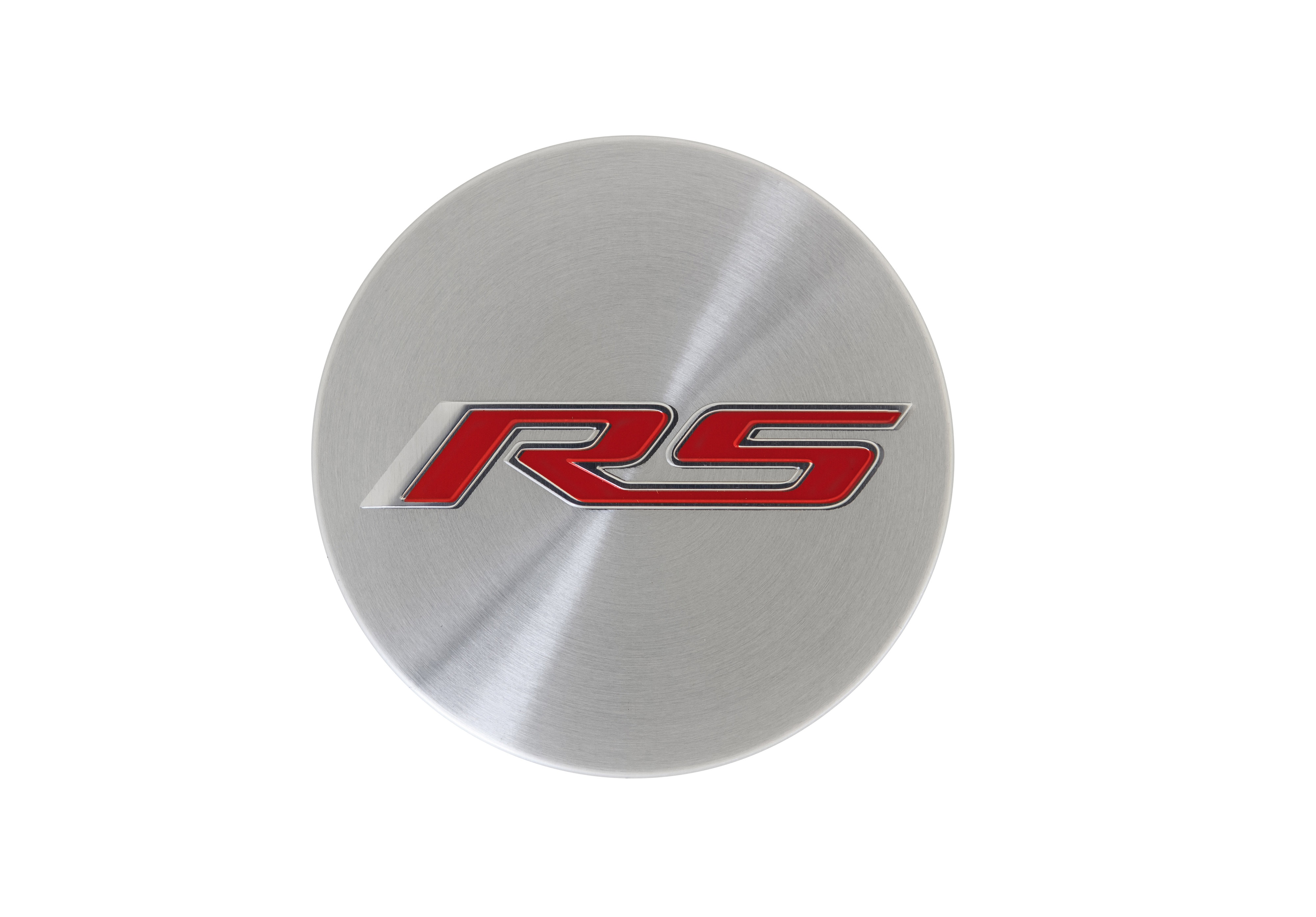 Center Cap in Brushed Aluminum with Red RS Logo